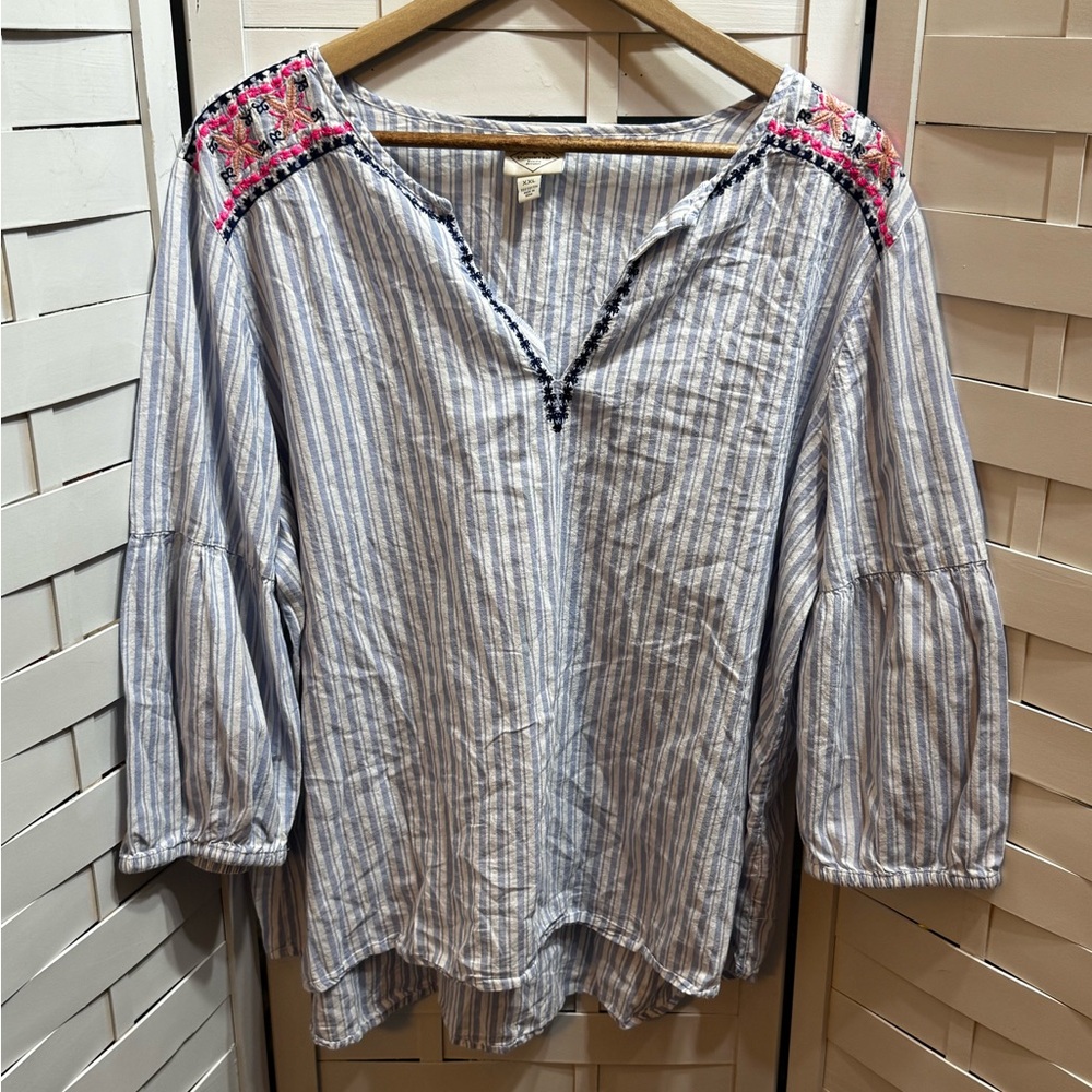 St John’s Bay Striped Shirt with shoulder embroidery